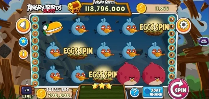 Sức mạnh tính năng Spin Angry Birds Slot 789Club