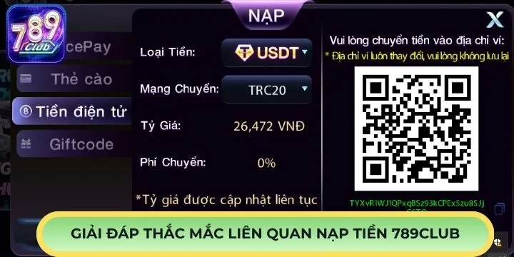 Những thắc mắc thường gặp về hoạt động nạp tiền 789Club