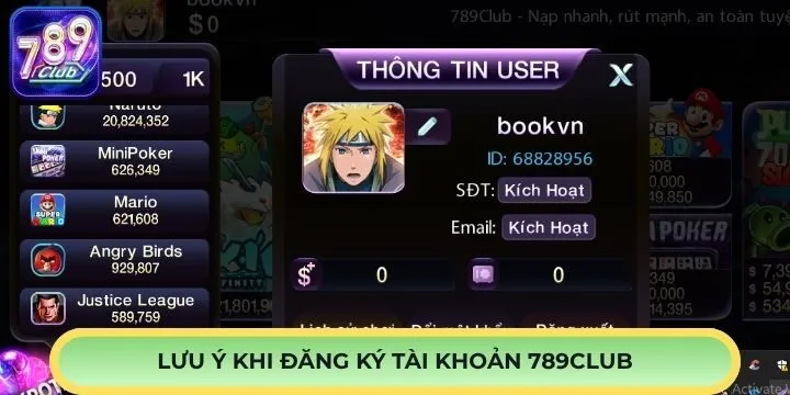 Lưu ý cần nhớ khi đăng ký tài khoản 789Club