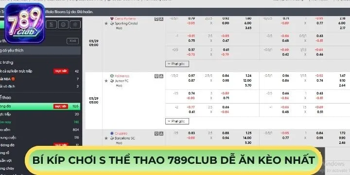 Kinh nghiệm cược S thể thao 789Club dễ ăn kèo nhất