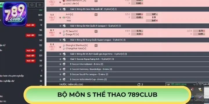 Các bộ môn hấp dẫn tại S thể thao 789Club