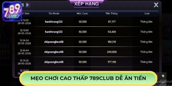 Mẹo chơi cao thấp 789Club cực hay mà bạn nên thử